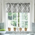 thumbnail image 1 of Lattice Moroccan Tile Print Valances for Windows Geometric Quatrefoil Kitchen Curtains Valances Semi Sheer Rod Pocket Valance Window Treatment, 54 x 18 Inch, Spa/Gray, 1 Panel, 1 of 6