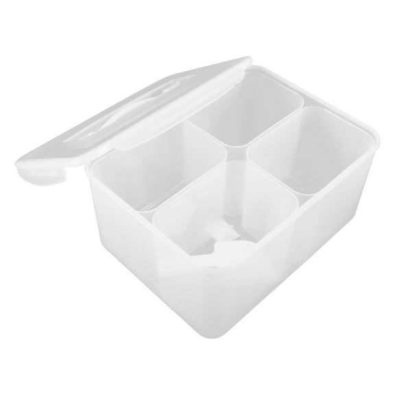 OUNONA Plastic Divided Veggie Storage Container 8L Serving Tray with Handle Portable Box Lid for Snacks Fruit Nuts Candy Grains Cereals