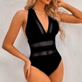 thumbnail image 1 of Swimear Women Mesh Swimsuit One Piece Hollow Out Backless Deep V Neck Sexy Swimwear Beachwear Bathing Suits Womens (X-Large, Black), 1 of 3