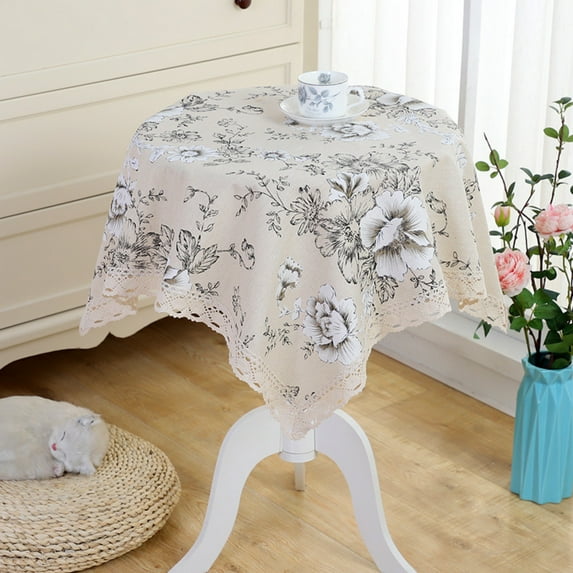 Lattice Small Square Tablecloth Cotton Linen Fabric Brown Checkered Table Cover Tablecloths for Kitchen Dining Party Tabletop Decoration 41 x 41 inches