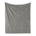 thumbnail image 1 of Lattice Soft Flannel Fleece Blanket, Mosaic of Repeating Abstract Star Shapes in Geometric Style Mesh Ornament, Cozy Plush for Indoor and Outdoor Use, 60" x 80", Black and Eggshell, by Ambesonne, 1 of 6