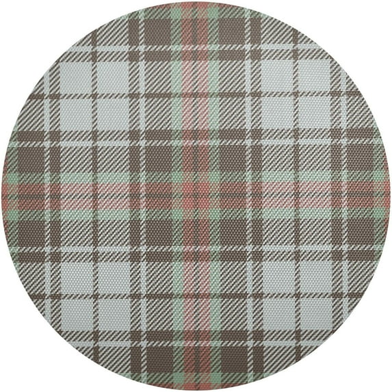Lattice Stripe Round Placemat Set of 4, Non-Slip Heat Resistant & Waterproof Plate Pads for Dinner Table Table Placemats, 15.4 in Home Decor