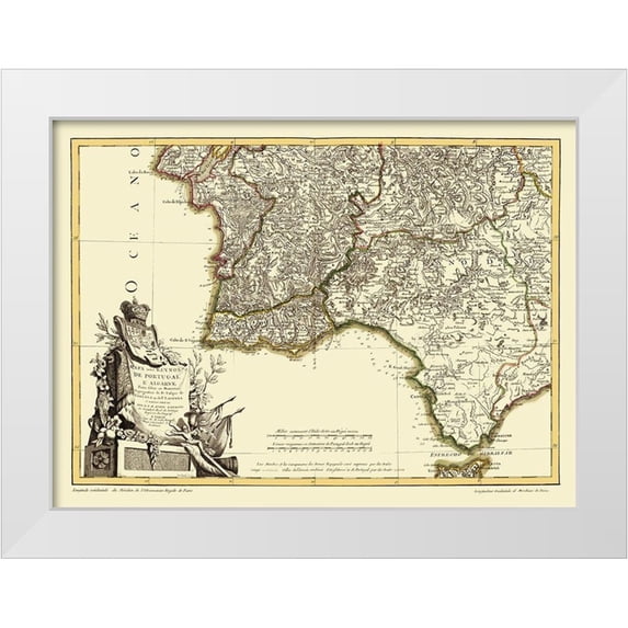 Lattre 32x25 White Modern Wood Framed Museum Art Print Titled - Spain Portugal - Lattre 1780