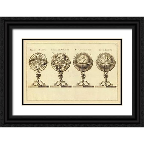Lattre, Jean 32x22 Black Ornate Wood Framed with Double Matting Museum Art Print Titled - Spheres et Globes, 1791