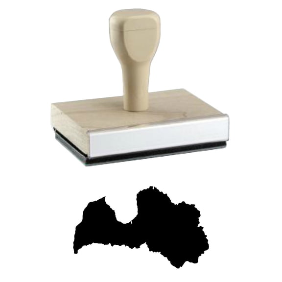 Latvia Country Rubber Stamp, 1 X 2" Wood Stamp