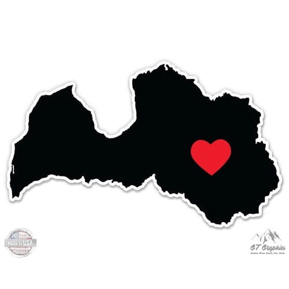Latvia Country Shape Heart - 12" Vinyl Sticker Waterproof Decal