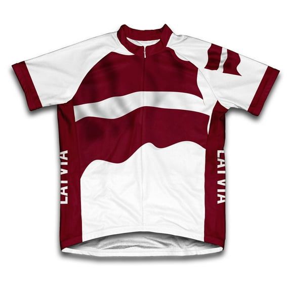 Latvia Flag Short Sleeve Cycling Jersey for Women - Size XS