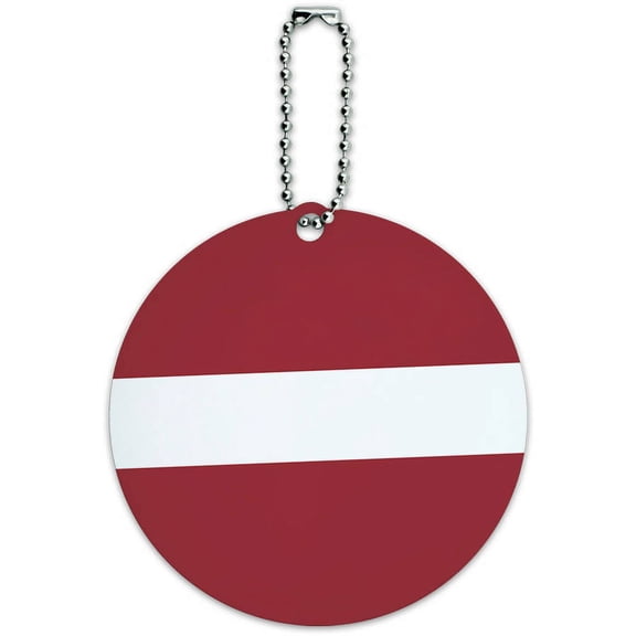 Latvia National Country Flag Round Luggage ID Tag Card for Suitcase or Carry-On