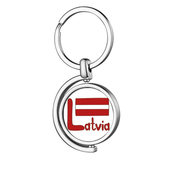 Latvia National Flag Red Pattern Rotating Keychain Metal Keyring Holder