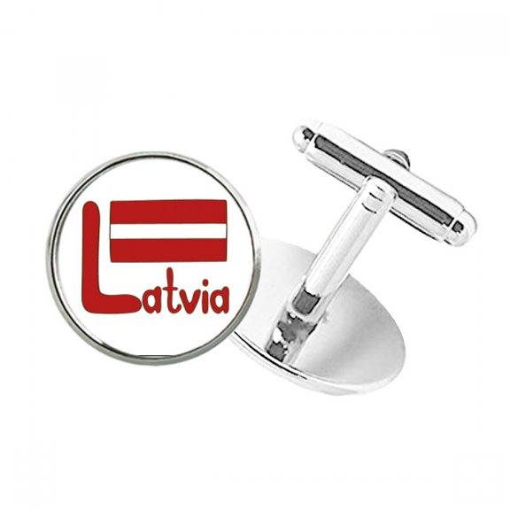 Latvia National Flag Red Pattern Round Button Cuff Clip Stud Cufflinks