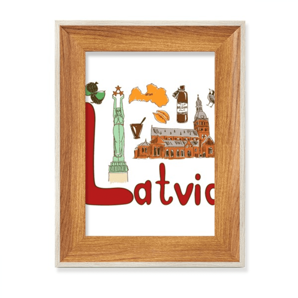 Latvia National symbol Landmark Pattern Desktop Wooden Photo Frame ...