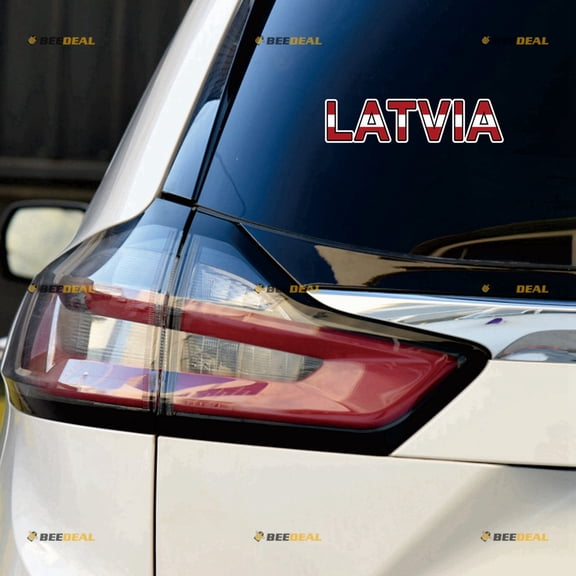 Latvia lettering Latvian Flag Sticker Decal Vinyl - 2 Pack Reflective 4" - For Car Boat Laptop Cup