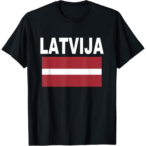 Latvija Flag T-Shirt Latvia Pride Souvenir Tee Retro Baltic Country Graphic Apparel for Men and Women Unisex Black