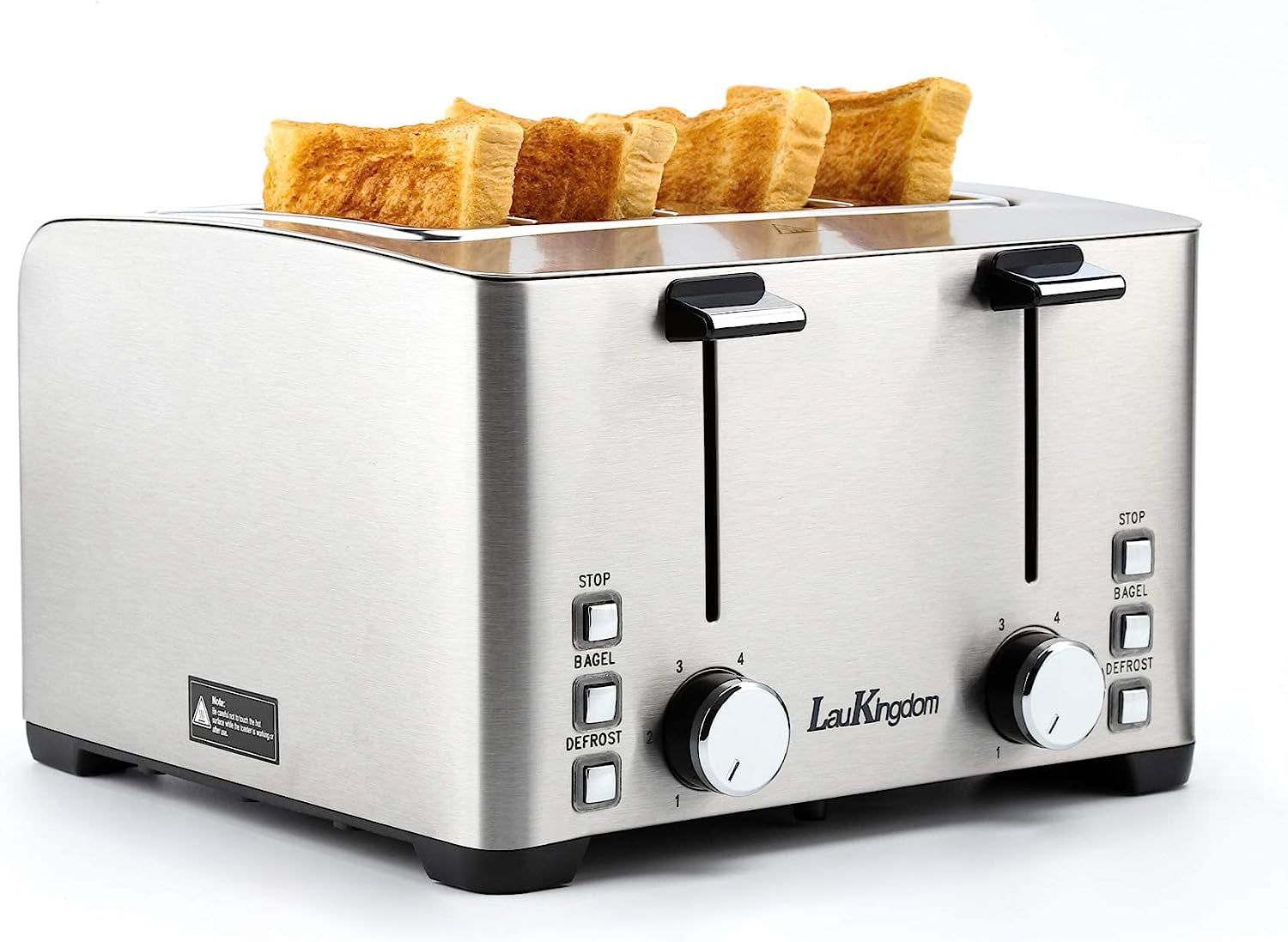 LauKingdom 4Slice Toaster 1.57" Extra Wide Slots Toaster Smart PopUp