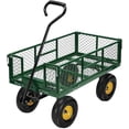 thumbnail image 1 of Lauco Garden Cart Heavy Duty Steel with Removable Mesh Sides to Convert into Flatbed, Utility Carts with Wheels, Yard and Garden Wagon, 600 Lb, Green, 1 of 7