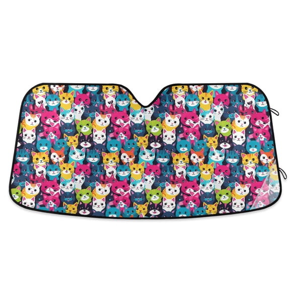 Laugh Cats Face Car Windshield Sun Shade Foldable Car Front Window Visor Heat and UV Protection 53x23.5