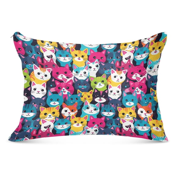 Laugh Cats Face Plush Pillow Cases Standard Size Ultra Soft Warm Pillowcases with Zipper 20"x26"