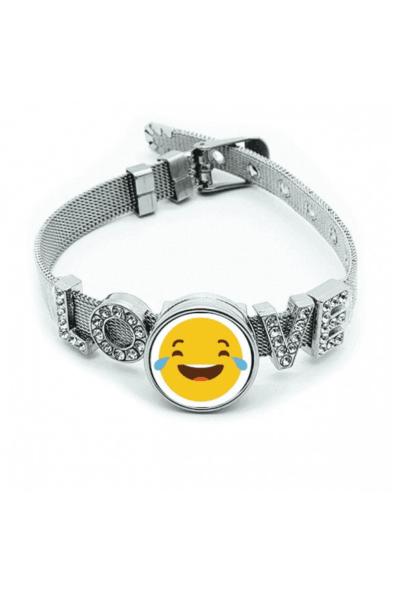 Laugh Cry Cute Online Chat Face Cartoon Bracelet Wristband Crystal Love Adjustable Bangle