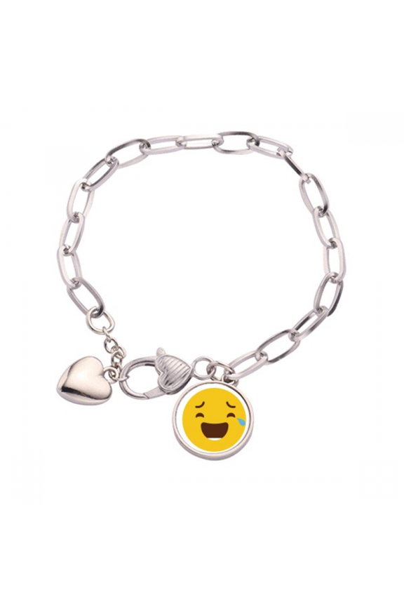 Laugh Cry Cute Online Chat Face Cartoon Heart Chain Bracelet Jewelry Charm Fashion