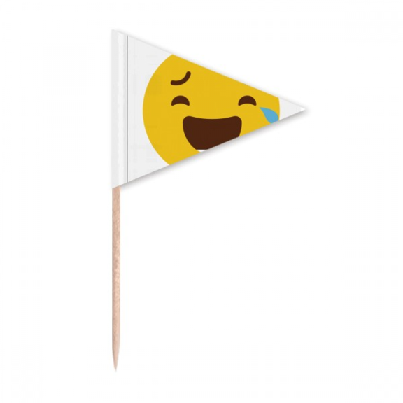 Laugh Cry Cute Online Chat Face Cartoon Toothpick Triangle Cupcake Toppers Flag