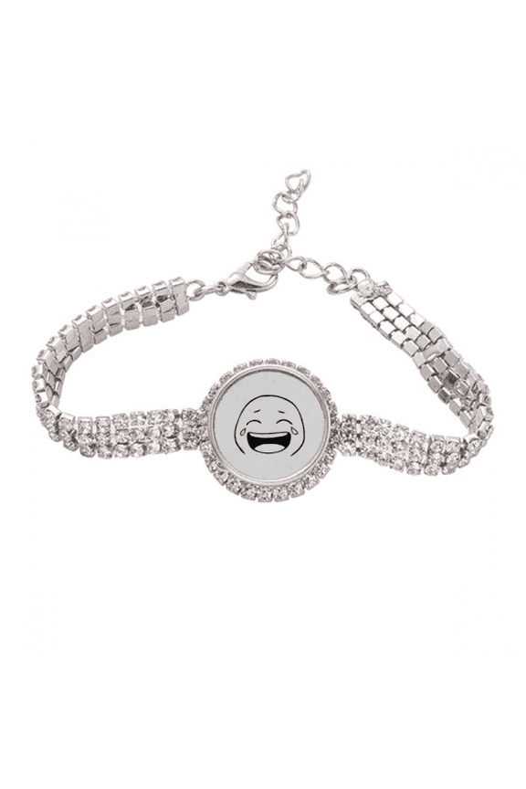 Laugh Cry Happy Face Cartoon Tennis Chain Anklet Bracelet Diamond Jewelry