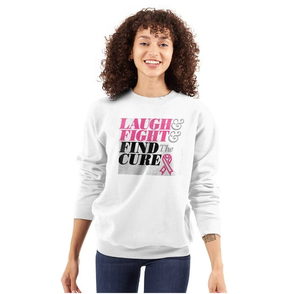Laugh Fight Find Cure BCA Awareness Women Crewneck Sweatshirt Brisco Brands S