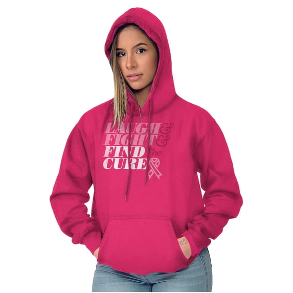 Laugh Fight Find Cure BCA Awareness Women Plus Size Graphic Pullover Hoodie Brisco Brands 4X