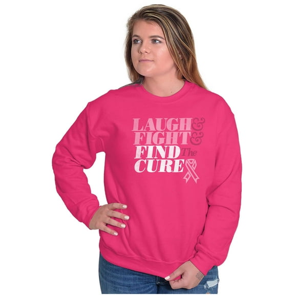 Laugh Fight Find Cure BCA Awareness Women Plus Size Crewneck Sweatshirt Brisco Brands 4X