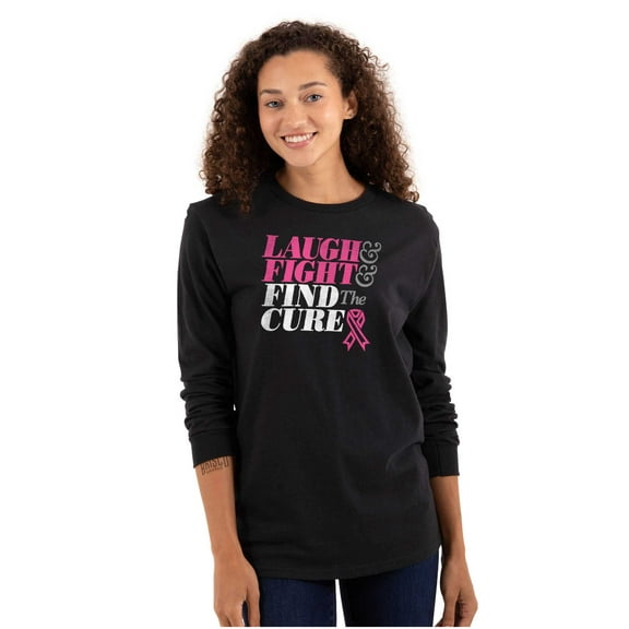 Laugh Fight Find Cure BCA Awareness Women's Long Sleeve T Shirt Brisco Brands S