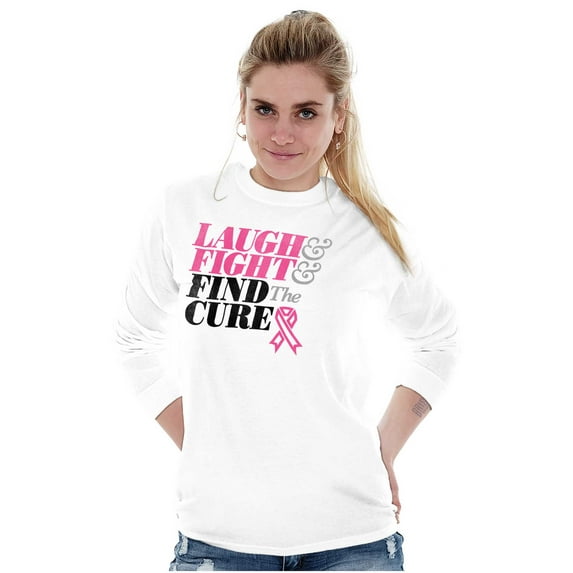 Laugh Fight Find Cure BCA Awareness Women's Long Sleeve T Shirt Brisco Brands X