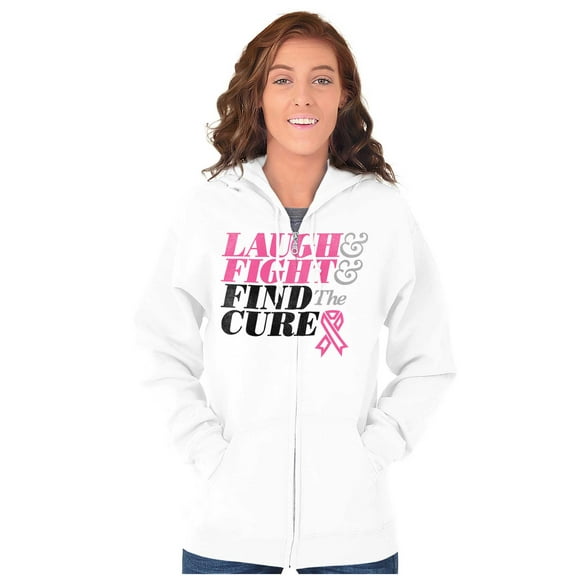 Laugh Fight Find Cure BCA Awareness Zip Hoodie Sweatshirt Women Brisco Brands X