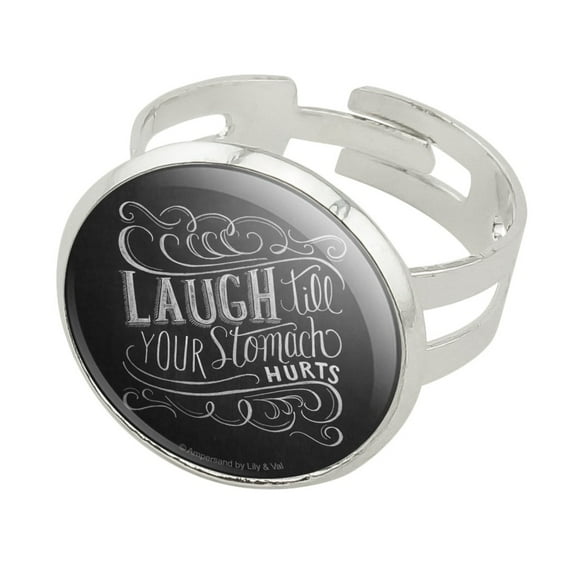 Laugh Till Your Stomach Hurts Silver Plated Adjustable Novelty Ring
