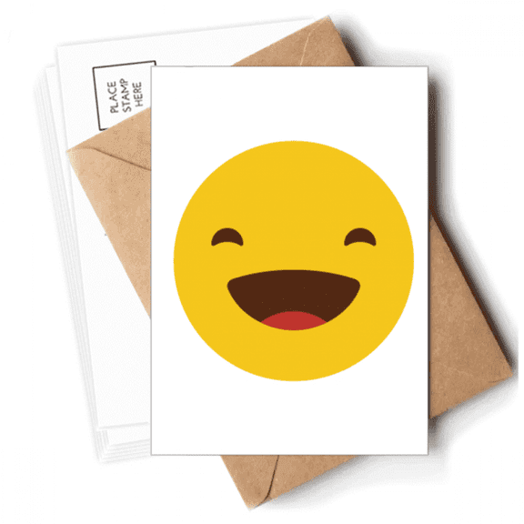 Laugh Yellow Cute Online Face Cartoon Postcards Envelopes Blank Note Cards Mailing