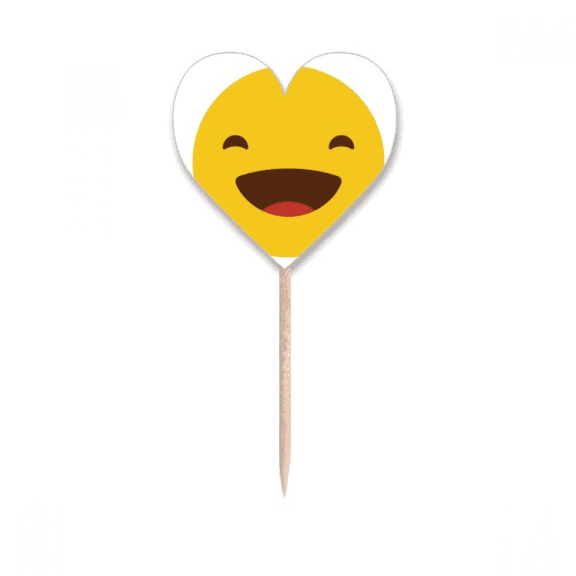 Laugh Yellow Cute Online Face Cartoon Toothpick Flags Heart Lable Cupcake Picks