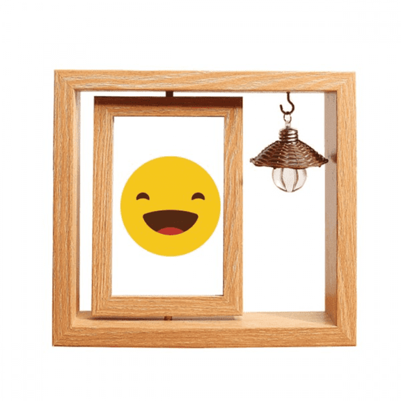 Laugh Yellow Cute Online Face Cartoon Wooden Rotating Picture Photo Frame 4x6