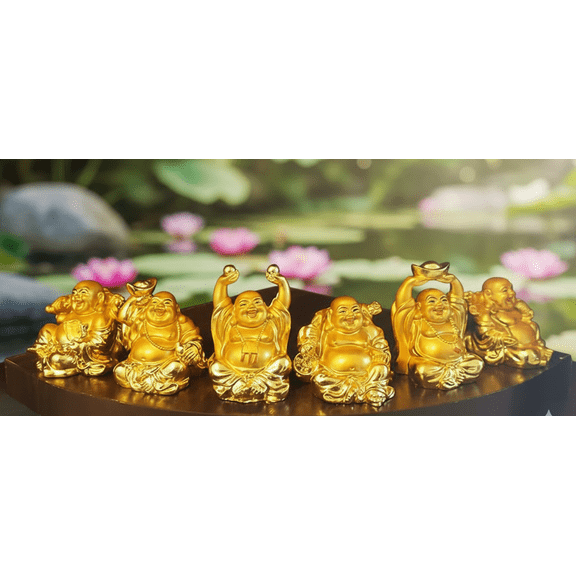 Laughing Buddha Figurine, Set of 5