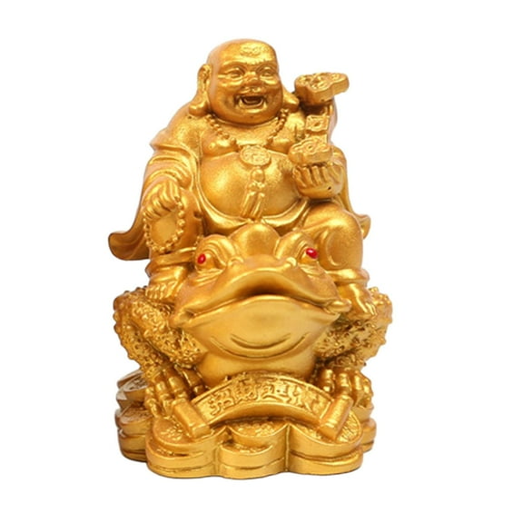 Laughing Buddha Sit On Statue for Tabletop Decoration Golden