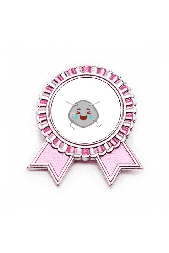 Laughing Crying Happy Head Expression Badge Brooch Pin Pink Winner Award Medal