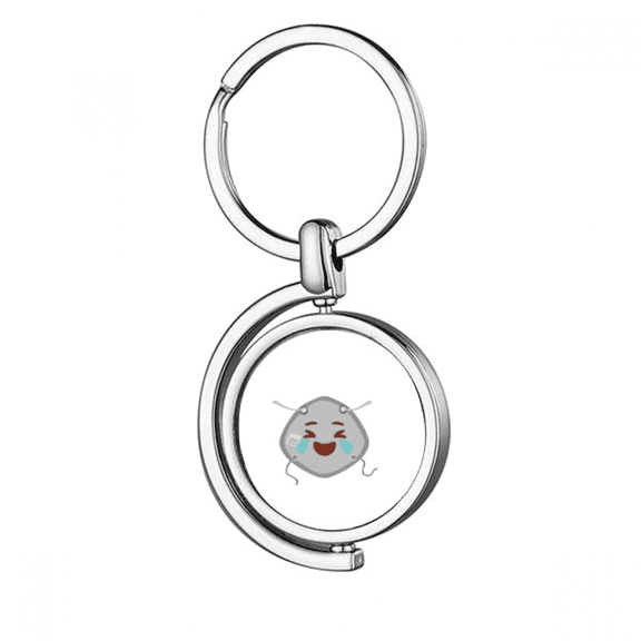 Laughing Crying Happy Head Expression Rotating Keychain Metal Keyring Holder