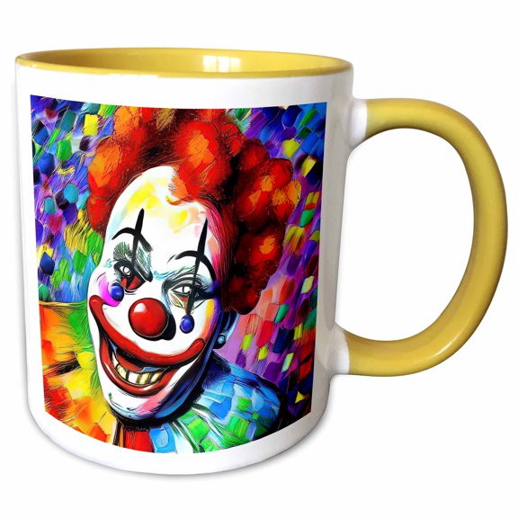 3drose, Laughing Fantastic Clown, Colorful Background, Festive Mood Art Gift, 11oz Two-tone Yellow Mug