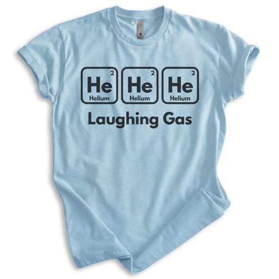 Laughing Gas Element Science T-shirt, Unisex Women's Men's Science Periodic Table Elements Scientist, Heather Light Blue, 3X-Large