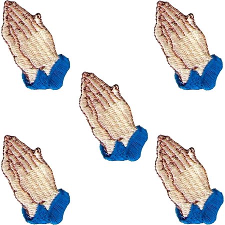 Laughing Lizards Praying Hands Religious Iron on Embroidered Patches Applique (5 Pack)