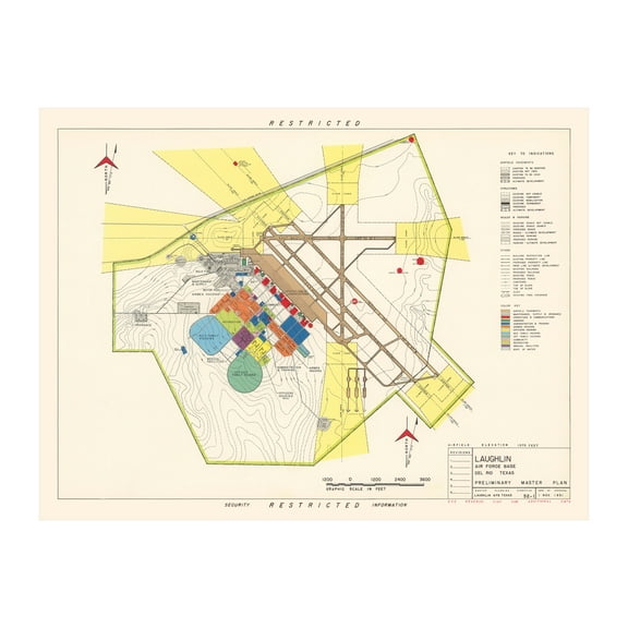 Laughlin Air Force Base Art, 1951 Vintage Map of Laughlin Air Force Base History Wall Decor Gift, Old Laughlin Air Force Base Map - 24" x 18" Unframed Print