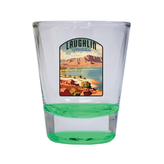 Laughlin Nevada Design B Souvenir 2 oz Round Shot Glass Green