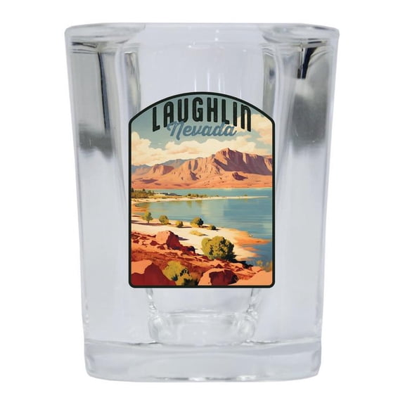 Laughlin Nevada Design B Souvenir 2 oz Square Shot Glass Clear