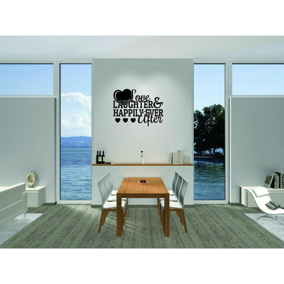 Laughter Happily Ever After Wedding Bride Groom Marriage Vows Forever Ring Engagement Flower Girl Roses Holiday Gift Decorating Girl Boy Bedroom Wall Decal Sticker - Size: 18 Inch x 18 Inch