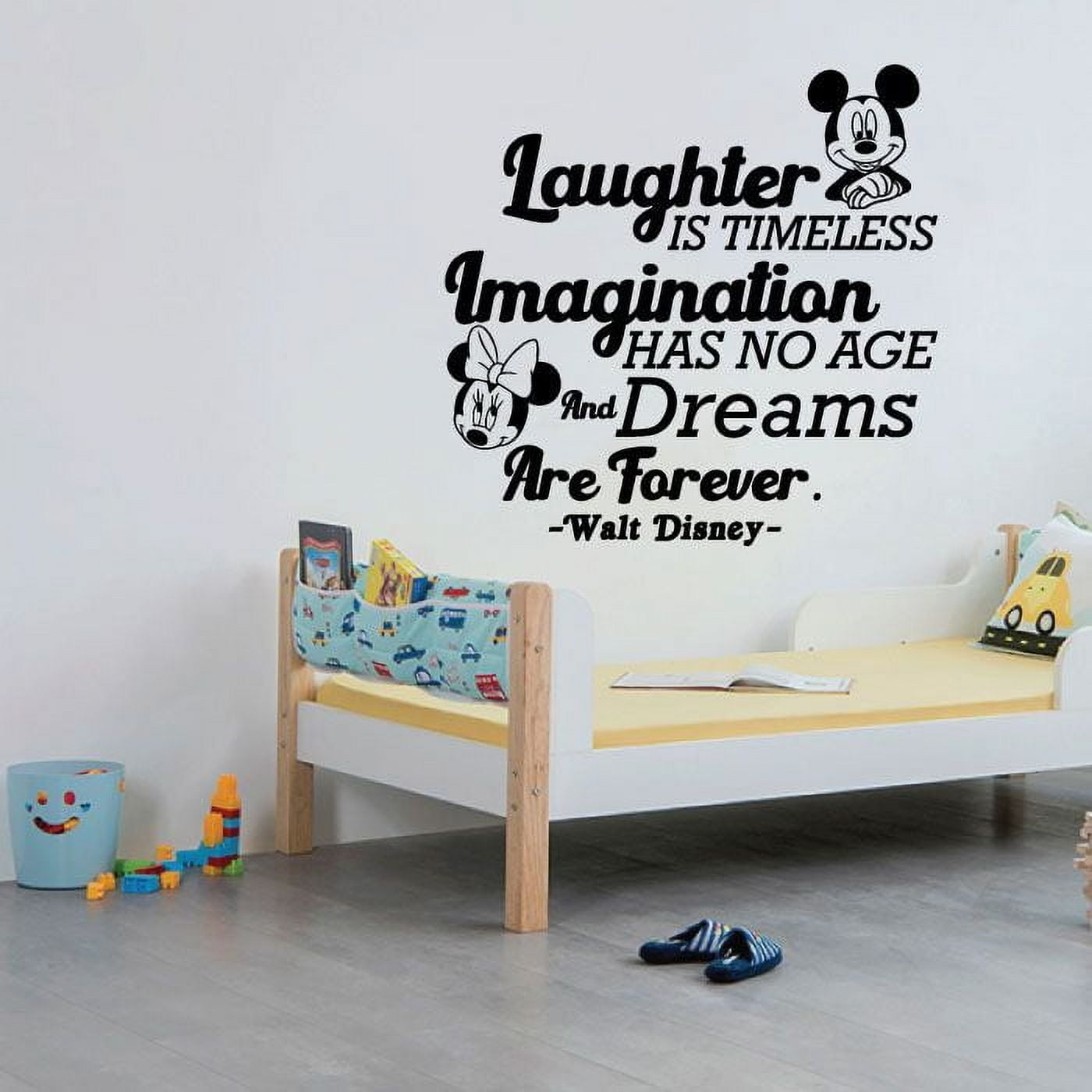 Laughter Is Timeless Imagination Has No Age And Dreams Are Forever - Kids Cartoon Quote Vinyl Wall Decal Wall Sticker For Home Room Mouse Mouse Nursery Play Room Wall Decoration Size (35x40 inch)