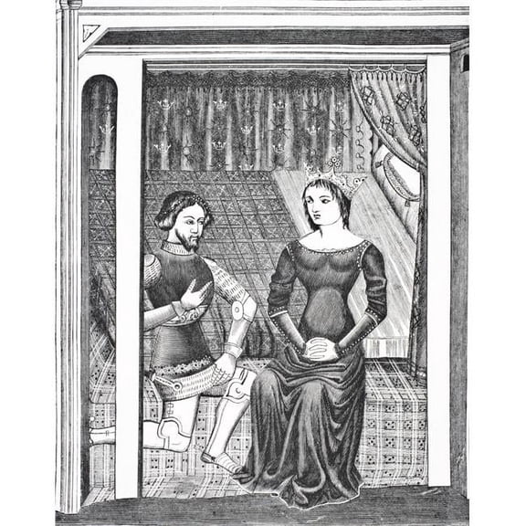 Launcelot & Guinivere After A Miniature From A 14th Century Manuscript From Science & Literature In the Middle Age 1 Poster Print - 13 x 16