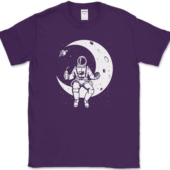 Launch Break T-Shirt Funny Astronaut Lunch Spaceman SciFi Space Tee - Purple, XL
