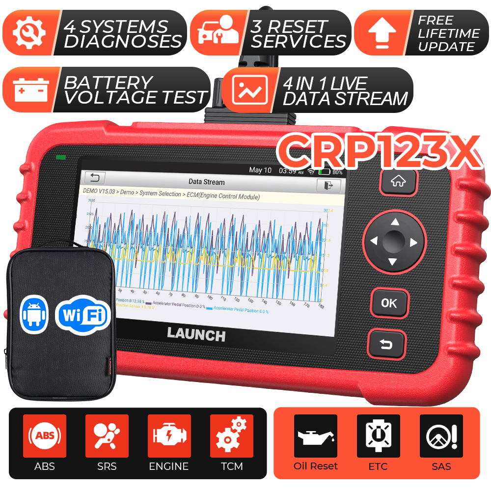 Launch CRP123X Elite OBD2 Scanner Car Diagnostic Code Reader ABS SRS Transmission SAS Calibration/Throttle Reset/Oil Reset, Battery Test, - image 1 of 9
